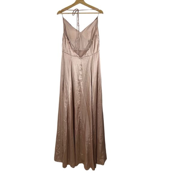 NWOT Galina Signature Champagne Sleeveless Bridesmaid Dress Size 12 Draped Satin - Picture 13 of 14